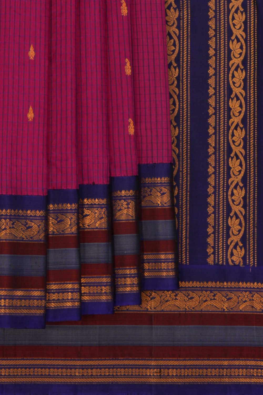 Image of Gadwal Cotton Silk Magenta Pink Saree